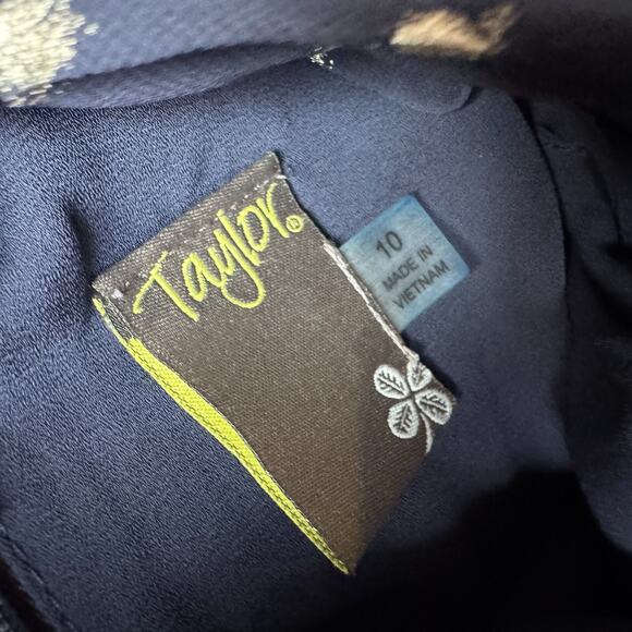 TAYLOR Polka Dot Dress Neck Tie Wrap Sleeveless NWT Women's 10 Blue Midi Lined - Picture 4 of 8